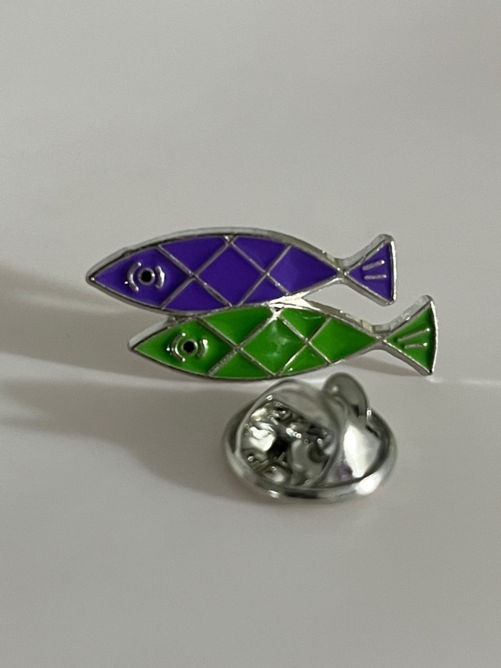 Green & Purple Fish Pin Accessory for Pets and Gear - Picture 9 of 9
